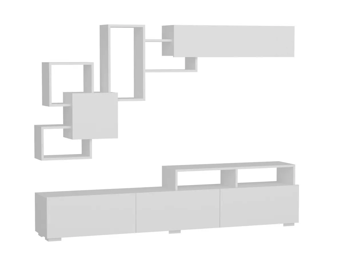 Pareti Attrezzate > Dmora Parete salotto smart 210cm bianca - HuaMulan Bianco