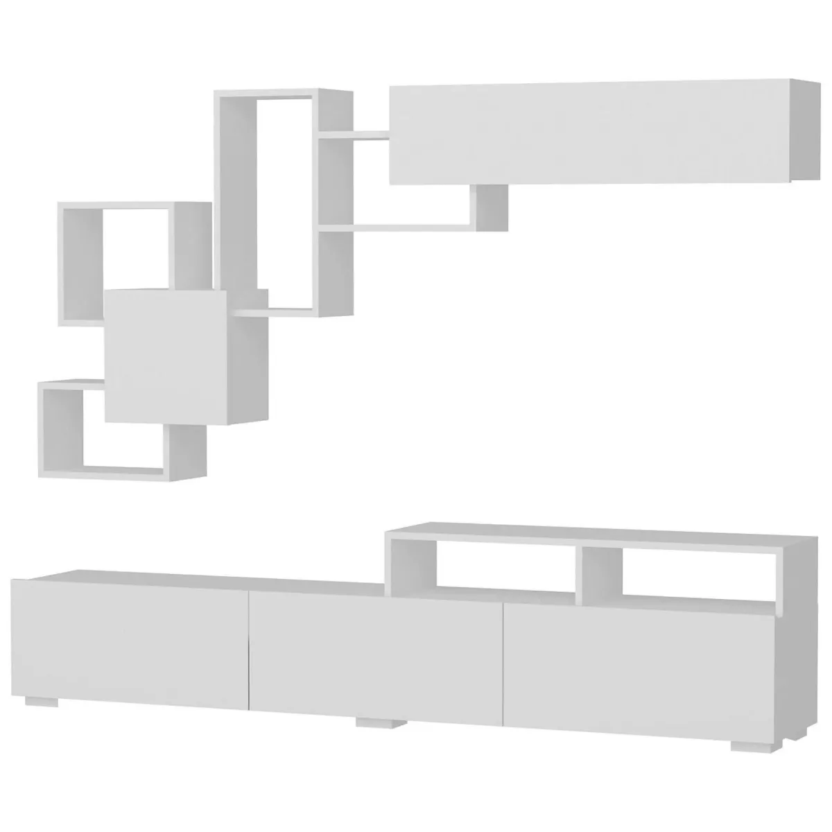 Pareti Attrezzate > Dmora Parete salotto smart 210cm bianca - HuaMulan Bianco