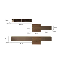 Pareti Attrezzate > Dmora Parete salotto smart 262cm bronzo e noce - Tony Marrone Noce, Marrone Bronzo