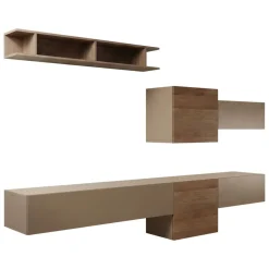 Pareti Attrezzate > Dmora Parete salotto smart 262cm bronzo e noce - Tony Marrone Noce, Marrone Bronzo