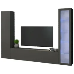 Salotto|Pareti Attrezzate > Dmora Parete soggiorno in legno 260cm antracite - Felicina Nero Antracite