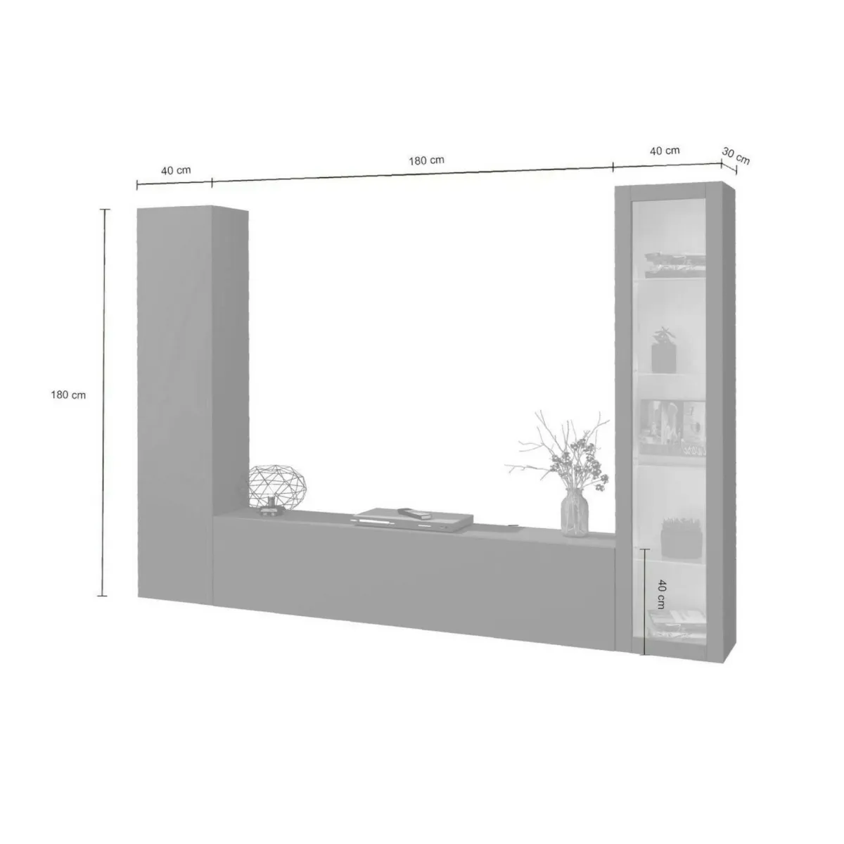 Salotto|Pareti Attrezzate > Dmora Parete soggiorno in legno 260cm antracite - Felicina Nero Antracite