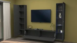 Salotto|Pareti Attrezzate > Dmora Parete soggiorno in legno 260cm antracite - Felicina Nero Antracite