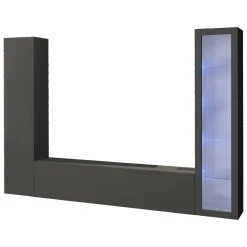 Salotto|Pareti Attrezzate > Dmora Parete soggiorno in legno 260cm antracite - Felicina Nero Antracite