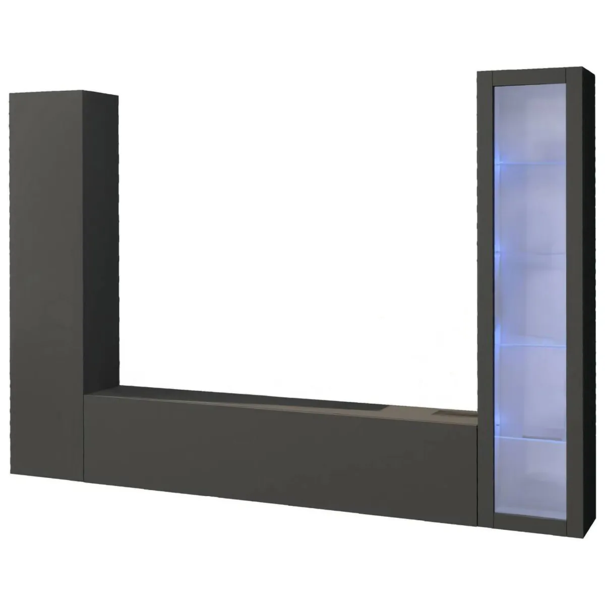 Salotto|Pareti Attrezzate > Dmora Parete soggiorno in legno 260cm antracite - Felicina Nero Antracite