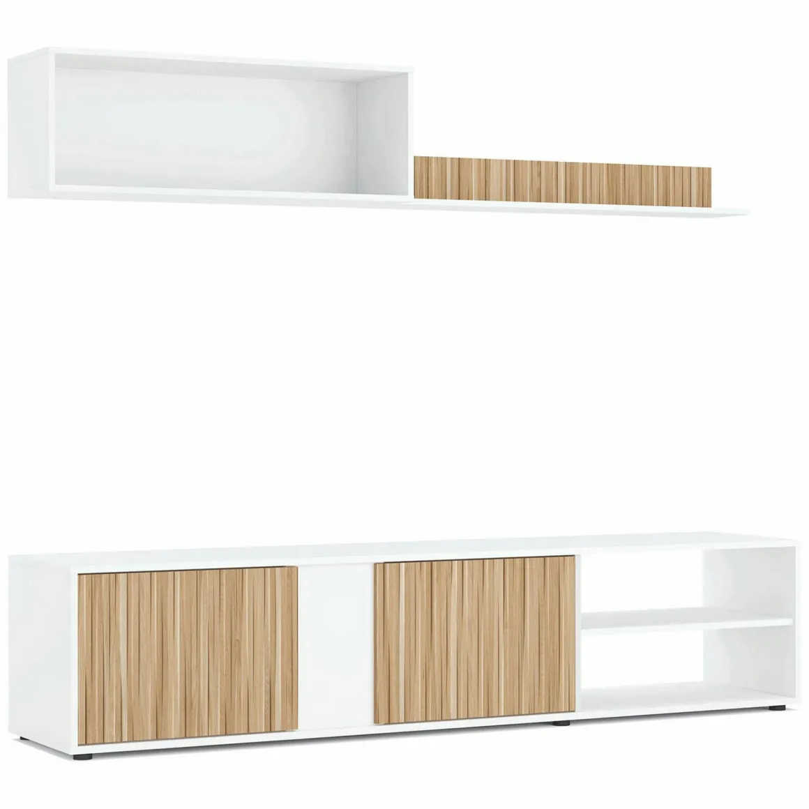 Parete soggiorno in legno 180cm bianca e rovere - Agrestino