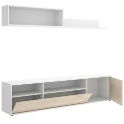 Pareti Attrezzate > Dmora Parete soggiorno multifunzione 180cm bianca e rovere - Jelawat Marrone, Bianco Rovere