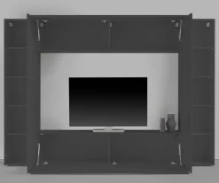 Salotto|Pareti Attrezzate > Dmora Parete soggiorno multifunzione 270cm antracite e rovere - Austis Marrone Rovere, Nero Antracite