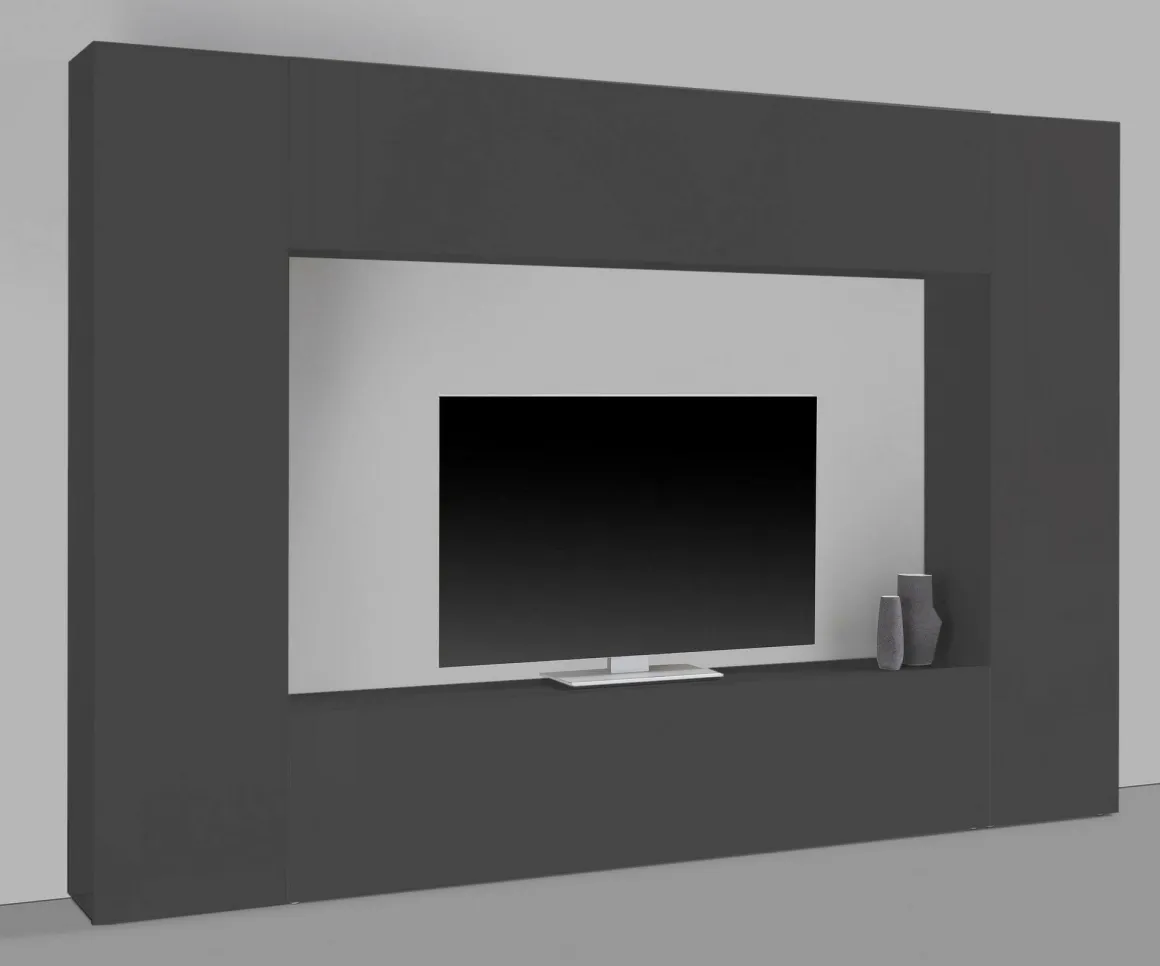Salotto|Pareti Attrezzate > Dmora Parete soggiorno multifunzione 270cm antracite e rovere - Austis Marrone Rovere, Nero Antracite