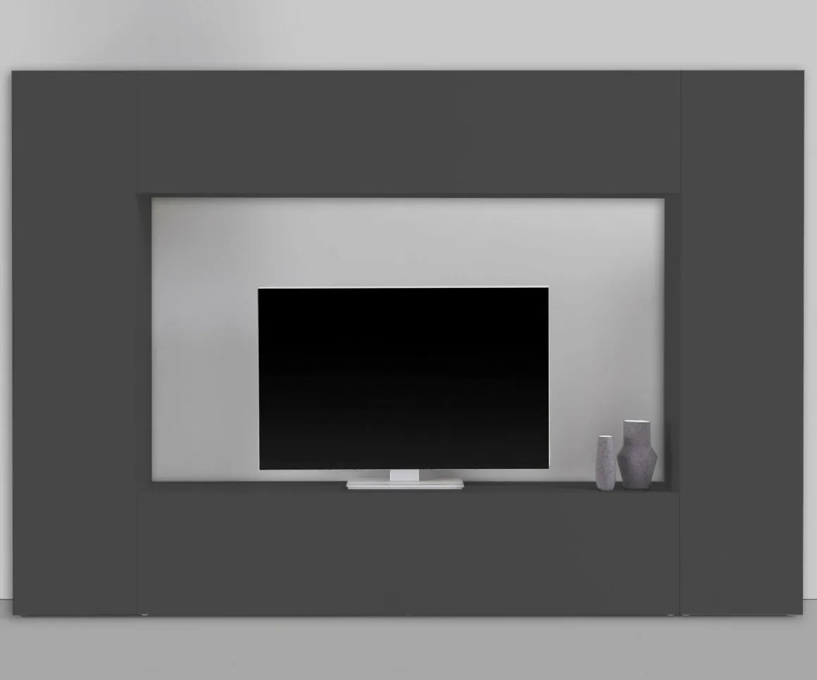 Parete soggiorno multifunzione 260cm antracite - Amel