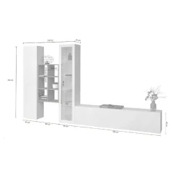 Parete soggiorno multifunzione 320cm bianca lucida - Ausonia