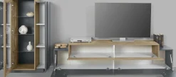 Salotto > Dmora Parete soggiorno 10 ripiani 280cm antracite e rovere - Maja Marrone Rovere, Nero Antracite