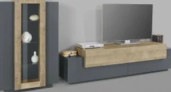 Salotto > Dmora Parete soggiorno 10 ripiani 280cm antracite e rovere - Maja Marrone Rovere, Nero Antracite