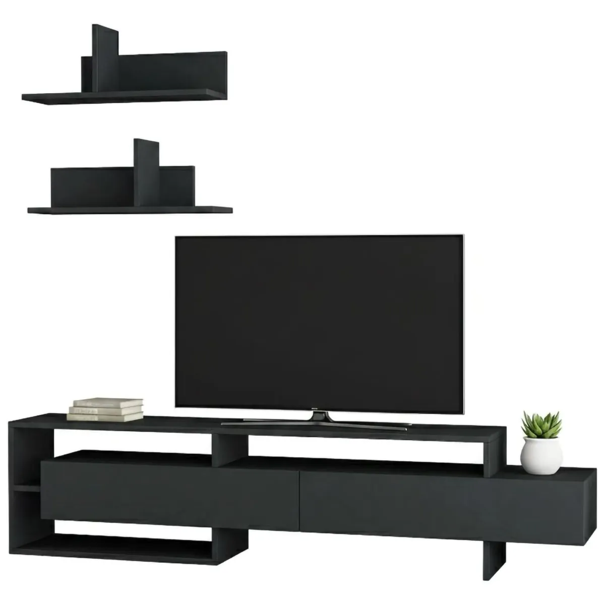 Pareti Attrezzate > Dmora Parete soggiorno 6 ripiani 180cm antracite - Huko Nero Antracite
