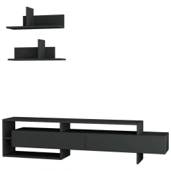 Pareti Attrezzate > Dmora Parete soggiorno 6 ripiani 180cm antracite - Huko Nero Antracite