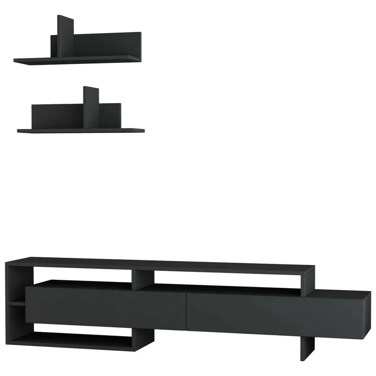 Pareti Attrezzate > Dmora Parete soggiorno 6 ripiani 180cm antracite - Huko Nero Antracite
