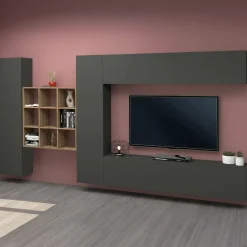 Parete soggiorno smart 350cm antracite - Agira