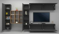 Parete soggiorno smart 350cm antracite - Agira