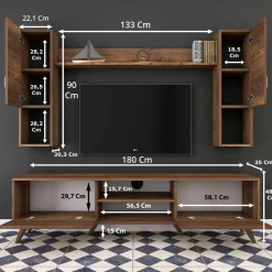 Pareti Attrezzate > Dmora Parete soggiorno smart 180cm noce - Tino Marrone Noce