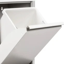 Pattumiere > Dmora Pattumiera Capacità 72 (18 per Secchio) Fissaggio a Muro Opzionale 60x25x93h cm, 4 Cestini - Anukhatun Bianco