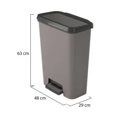 Pattumiera con pedale 46 L 48x29x63h cm grigio scuro - Carleton