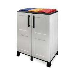 Cucina|Pattumiere > Dmora Pattumiera Grigio Chiaro Multicolore Capacità 210 (70 per Sacco) 3 Cestini 68x37x90h cm, Colore Struttura Multicolore Made in Italy - Anthea Multicolore, Grigio Chiaro
