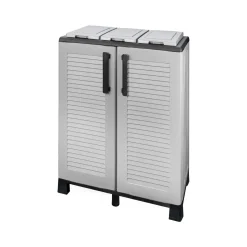 Cucina|Pattumiere > Dmora Pattumiera Grigio Chiaro Nero Capacità 220 (110 per Sacco) 2 Cestini 68x37x90h cm, Colore Struttura Nero Made in Italy - Alistar Nero, Grigio Chiaro