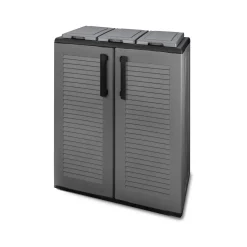 Cucina|Pattumiere > Dmora Pattumiera Grigio Nero Capacità 220 (110 per Sacco) 2 Cestini 68x37x84h cm, Colore Struttura Nero Made in Italy - Alfred Nero, Grigio