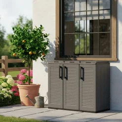 Pattumiera Grigio Nero Capacità 330 (110 per Sacco) 3 Cestini 102x37x84h cm, Colore Struttura Nero Made in Italy - Arko