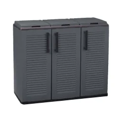 Pattumiera Grigio Nero Capacità 330 (110 per Sacco) 3 Cestini 102x37x84h cm, Colore Struttura Nero Made in Italy - Arko
