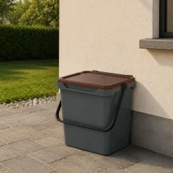 Cucina|Pattumiere > Dmora Pattumiera Capacità 36 lt un Cestino 40x31x39h cm, Made in Italy - Foscas Marrone