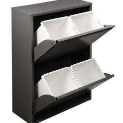 Pattumiere > Dmora Pattumiera Capacità 72 (18 per Secchio) Fissaggio a Muro Opzionale 60x25x93h cm, 4 Cestini - Anukhatun Nero