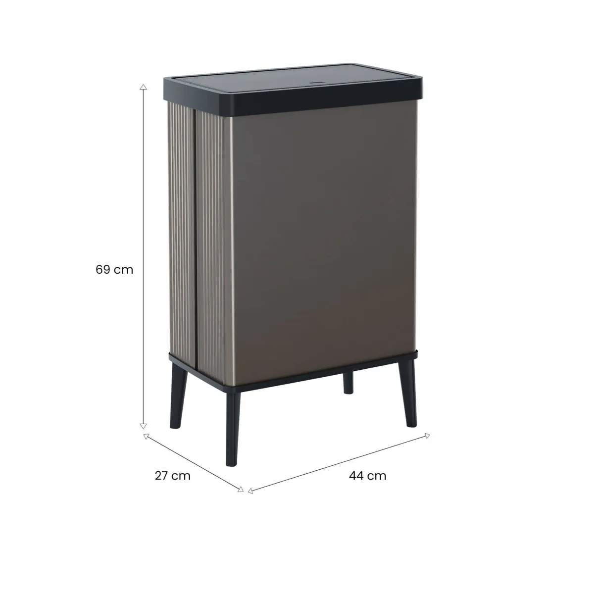 Pattumiere > Dmora Pattumiera scandi 54 L 44x27x69h cm - Tofino Grigio Scuro