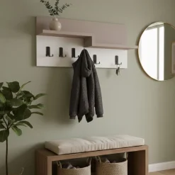 Attaccapanni > Dmora Pensile appendiabiti 80x115h cm 5 posti bianco lucido e antracite - Flaviana Nero, Bianco Lucido