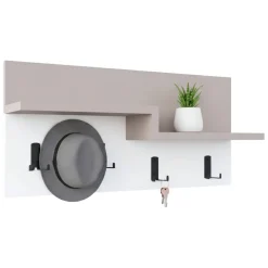 Attaccapanni > Dmora Pensile appendiabiti 80x115h cm 5 posti bianco lucido e antracite - Flaviana Nero, Bianco Lucido