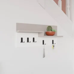 Pensile appendiabiti 65x31h cm 5 posti beige e bianco - Kilo