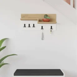 Pensile appendiabiti 65x31h cm 5 posti beige e bianco - Kilo