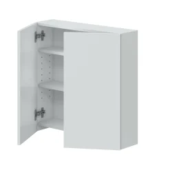 Cucina|Mobili Pensili > Dmora Pensile bagno 3 ante 90x66h cm bianco lucido e ardesia - Andras Grigio Ardesia, Bianco Lucido