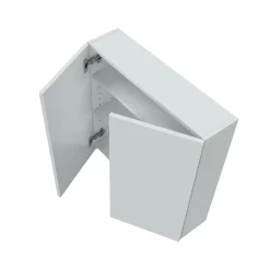Cucina|Mobili Pensili > Dmora Pensile bagno 3 ante 90x66h cm bianco lucido e ardesia - Andras Grigio Ardesia, Bianco Lucido