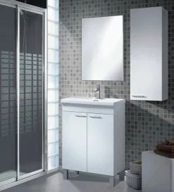 Pensile bagno modulabile 30x85h cm bianco lucido - Alcott