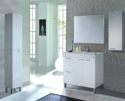 Pensile bagno modulabile 30x85h cm bianco lucido - Alcott