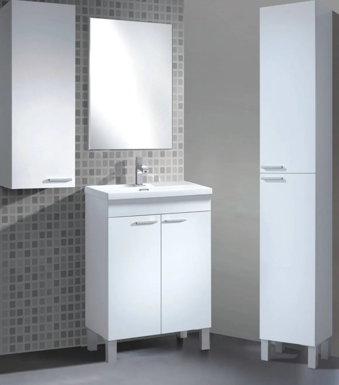Pensile bagno modulabile 30x85h cm bianco lucido - Alcott