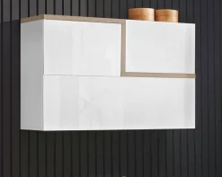 Cucina > Dmora Pensile moderno 4 ante 100x63h cm bianco lucido e ardesia - Anico Grigio Ardesia, Bianco Lucido