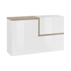 Cucina > Dmora Pensile moderno 4 ante 100x63h cm bianco lucido e ardesia - Anico Grigio Ardesia, Bianco Lucido