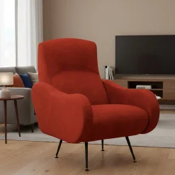 Poltrona Arancione Braccioli Peso Supportato 90 kg 70x100x98h cm, Materiale Struttura in Legno Made in Italy - Lasnigo