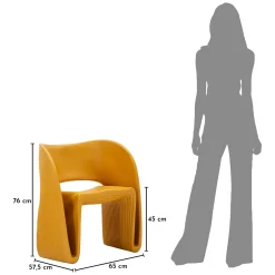 Poltrone > Dmora Poltrona Adatto per Indoor/outdoor Braccioli 59x79x68h cm, Altezza Seduta 45 cm - Galire Arancione Senape