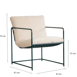 Poltrona Beige Braccioli Peso Supportato 120 kg 61x67x75h cm, Materiale Struttura in Metallo - Appare