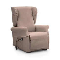 Poltrona Beige Sfoderabile Reclinabile 75x84x107h cm, Braccioli Made in Italy - Treia