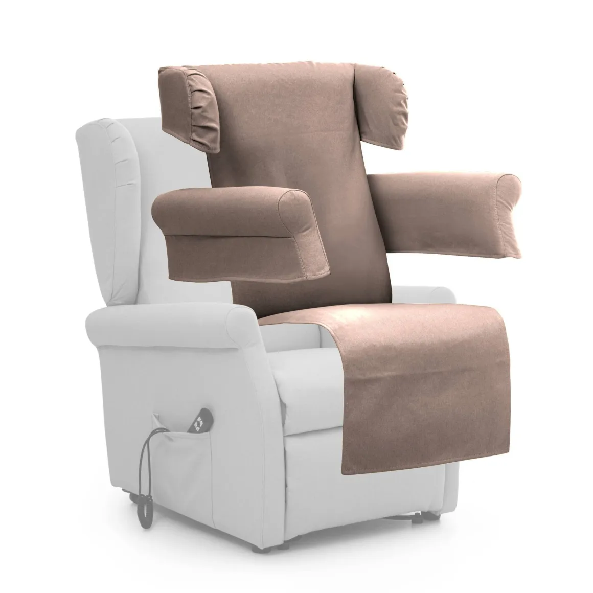 Poltrona Beige Sfoderabile Reclinabile 75x84x107h cm, Braccioli Made in Italy - Treia