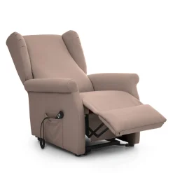 Poltrona Beige Sfoderabile Reclinabile 75x84x107h cm, Braccioli Made in Italy - Treia